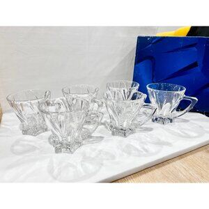 Crystal Glass Coffee Tea Clear Modern Cups Drinkware Set of 6 Japan NEW
